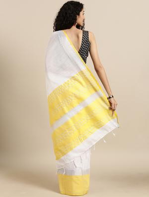solid woven saree with blouse - 17140867 - Standard Image - 2