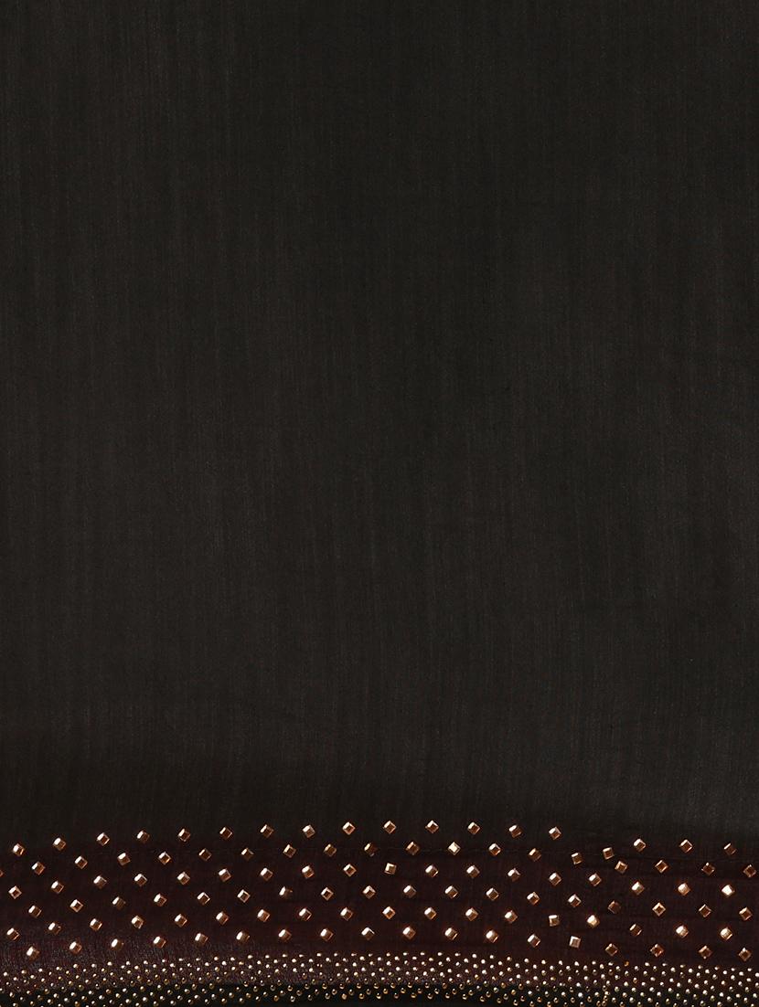 embellished solid saree with blouse - 17140871 - Zoom Image - 4
