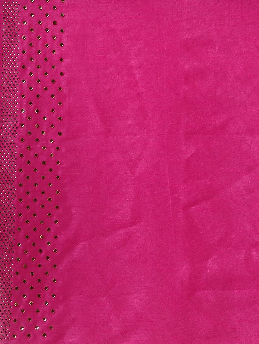 embellished solid saree with blouse - 17140874 - Zoom Image - 6
