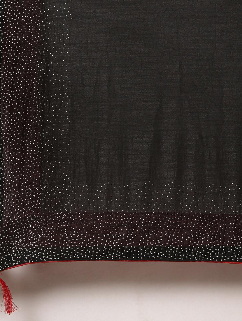 embellished solid saree with blouse - 17140876 - Zoom Image - 4