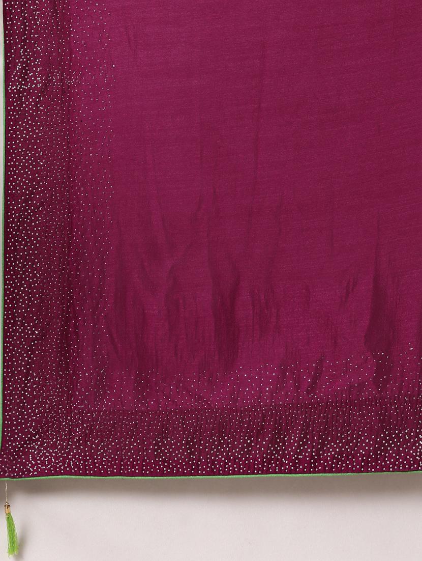 embellished solid saree with blouse - 17140879 - Zoom Image - 4