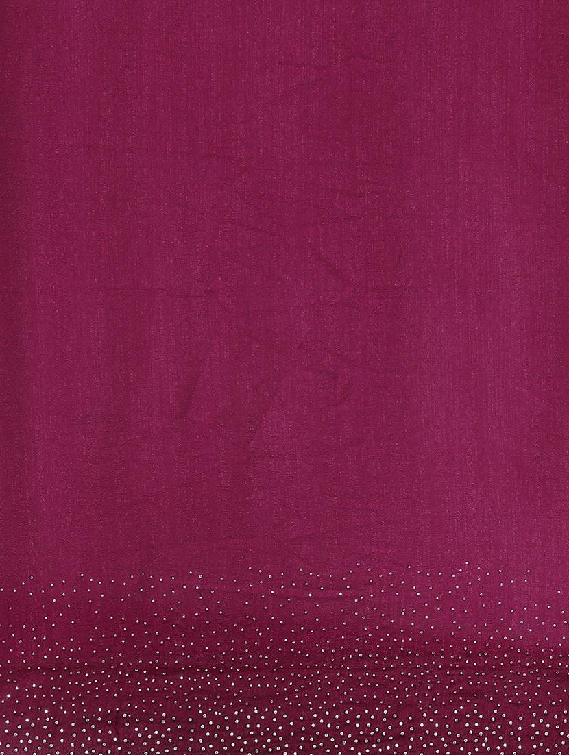 embellished solid saree with blouse - 17140879 - Zoom Image - 6