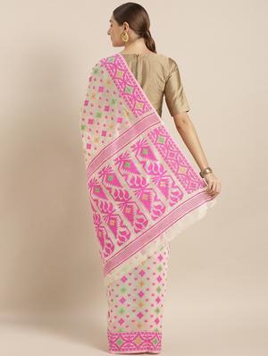 self design jamdani saree with blouse - 17140893 - Standard Image - 2