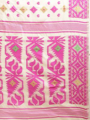 self design jamdani saree with blouse - 17140893 - Standard Image - 4