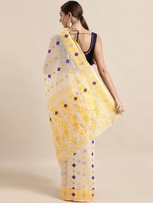 self design jamdani saree with blouse - 17140894 - Standard Image - 2