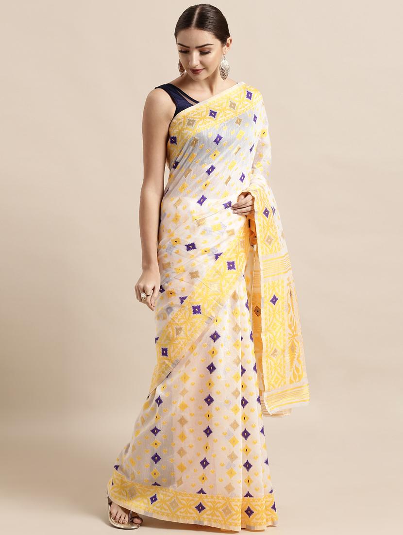 self design jamdani saree with blouse - 17140894 - Zoom Image - 1