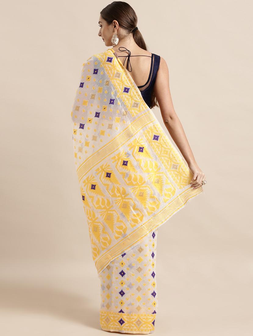 self design jamdani saree with blouse - 17140894 - Zoom Image - 2