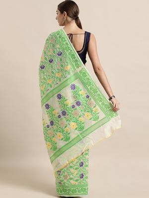 self design jamdani saree with blouse - 17140898 - Standard Image - 2