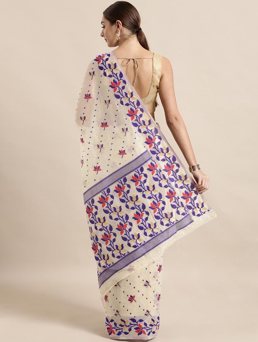 self design jamdani saree with blouse - 17140900 - Zoom Image - 2