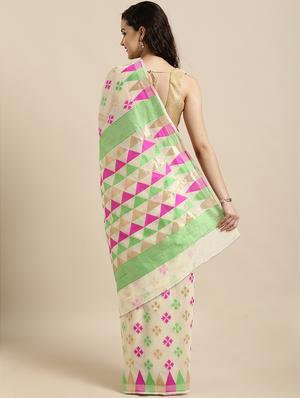 self design jamdani saree with blouse - 17140907 - Standard Image - 2