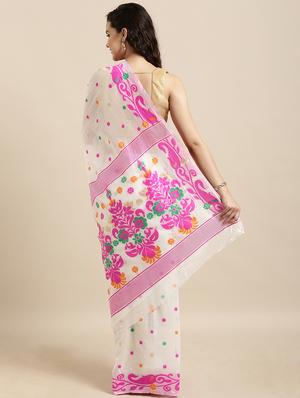 self design jamdani saree with blouse - 17140908 - Standard Image - 2