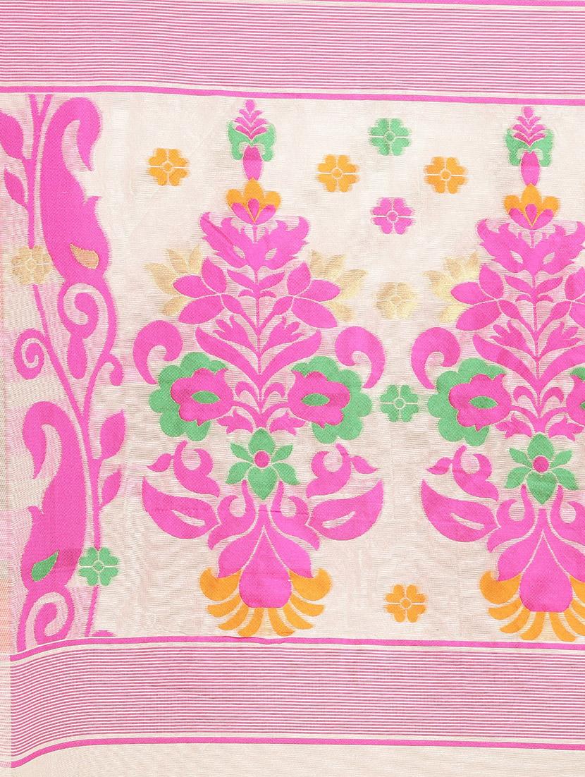 self design jamdani saree with blouse - 17140908 - Zoom Image - 4