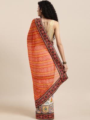 printed half & half saree with blouse - 17140916 - Standard Image - 2