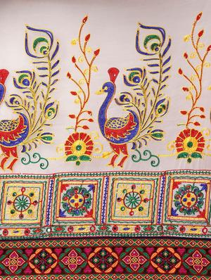 printed half & half saree with blouse - 17140916 - Standard Image - 4