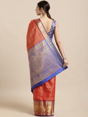 self design kanjivaram saree with blouse - 17140918 - Standard Image - 2