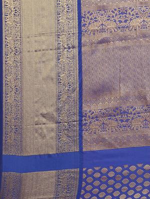 self design kanjivaram saree with blouse - 17140918 - Standard Image - 4