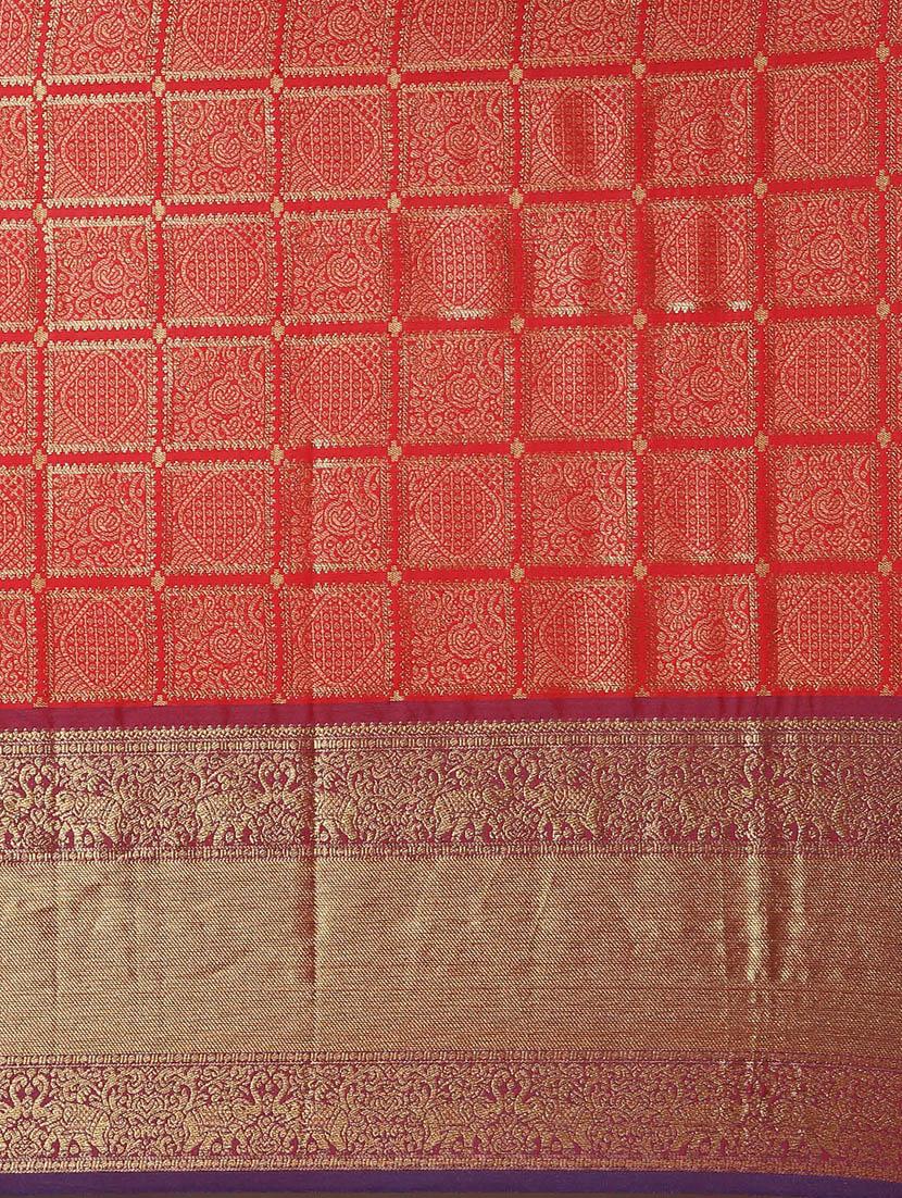 self design kanjivaram saree with blouse - 17140918 - Zoom Image - 5