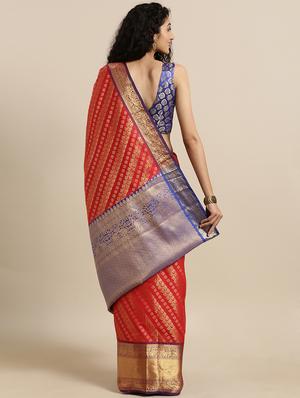 self design kanjivaram saree with blouse - 17140919 - Standard Image - 2