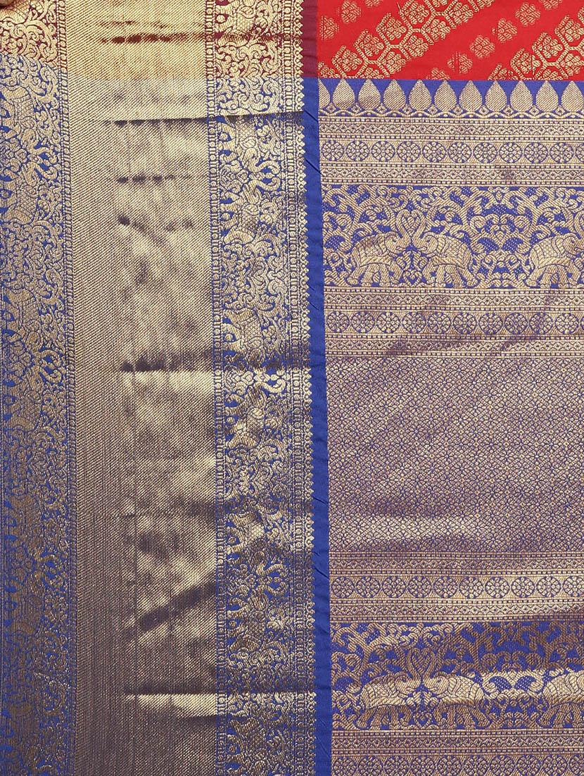 self design kanjivaram saree with blouse - 17140919 - Zoom Image - 6