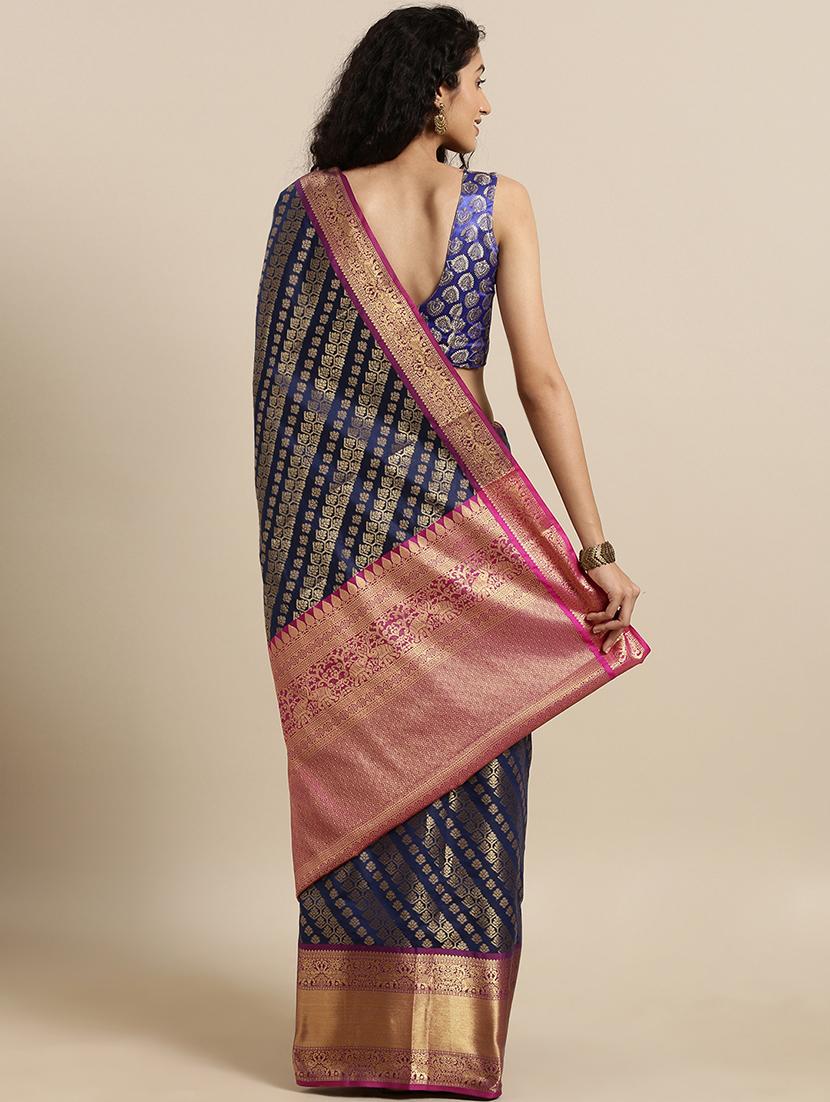 self design kanjivaram saree with blouse - 17140922 - Zoom Image - 2