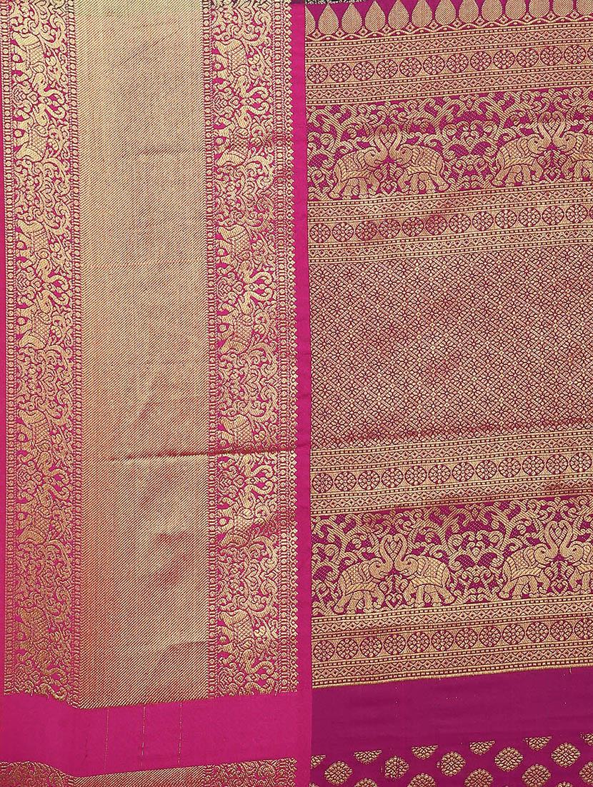 self design kanjivaram saree with blouse - 17140922 - Zoom Image - 5