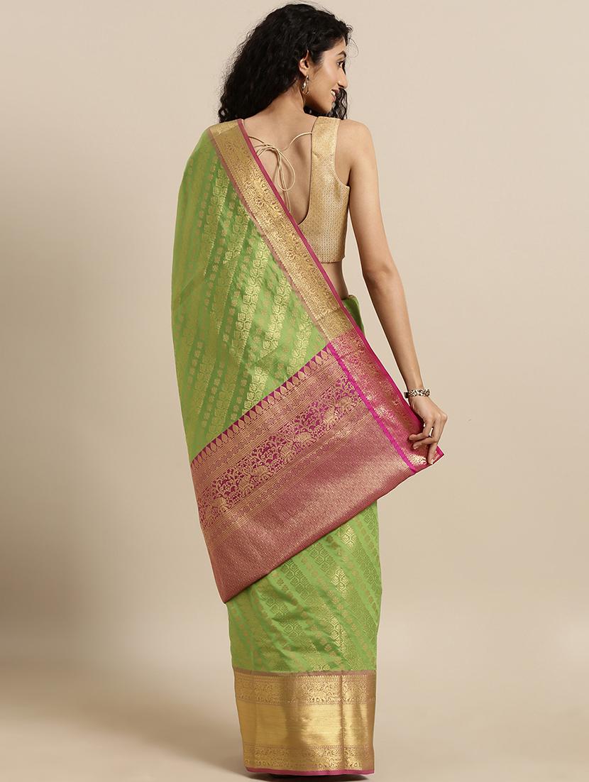 self design kanjivaram saree with blouse - 17140923 - Zoom Image - 2