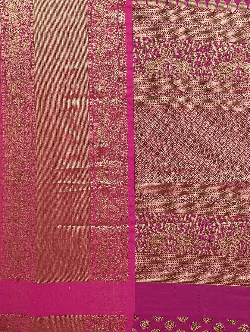 self design kanjivaram saree with blouse - 17140923 - Zoom Image - 4
