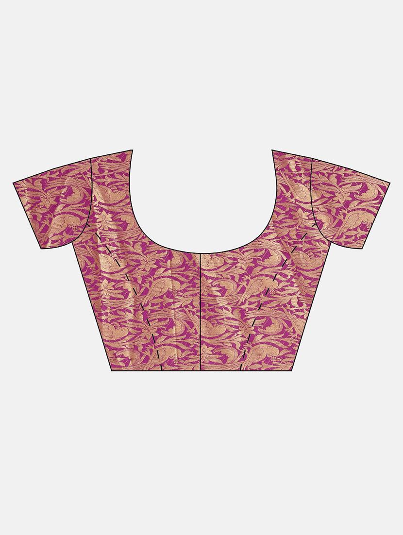self design kanjivaram saree with blouse - 17140927 - Zoom Image - 3