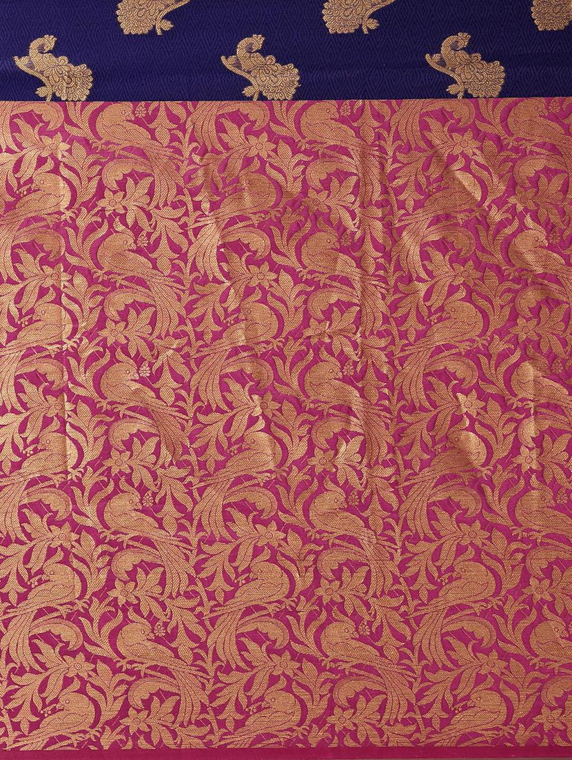 self design kanjivaram saree with blouse - 17140927 - Zoom Image - 4
