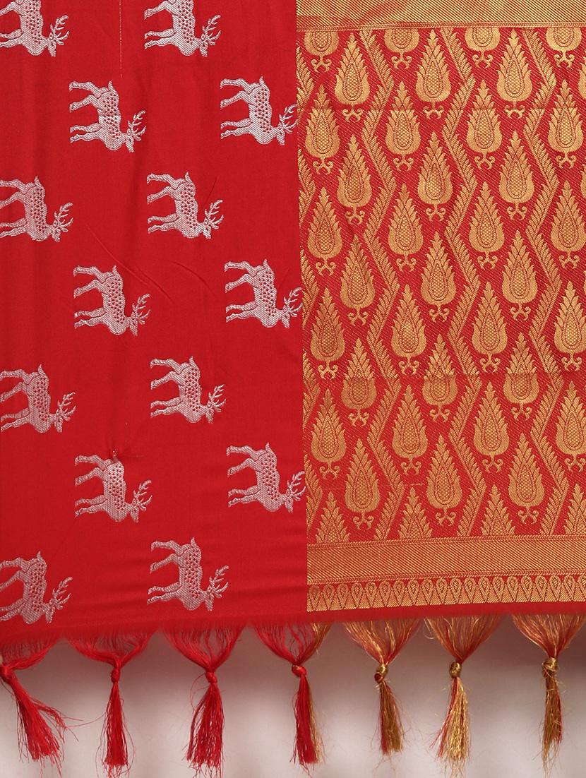 self design kanjivaram saree with blouse - 17140944 - Zoom Image - 6