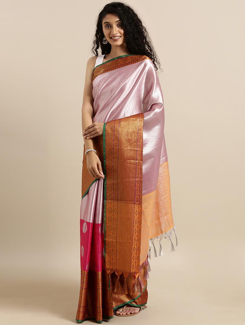 self design kanjivaram saree with blouse - 17140945 - Zoom Image - 1