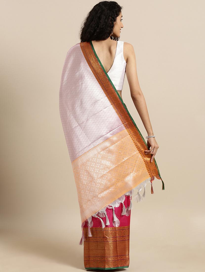 self design kanjivaram saree with blouse - 17140945 - Zoom Image - 2