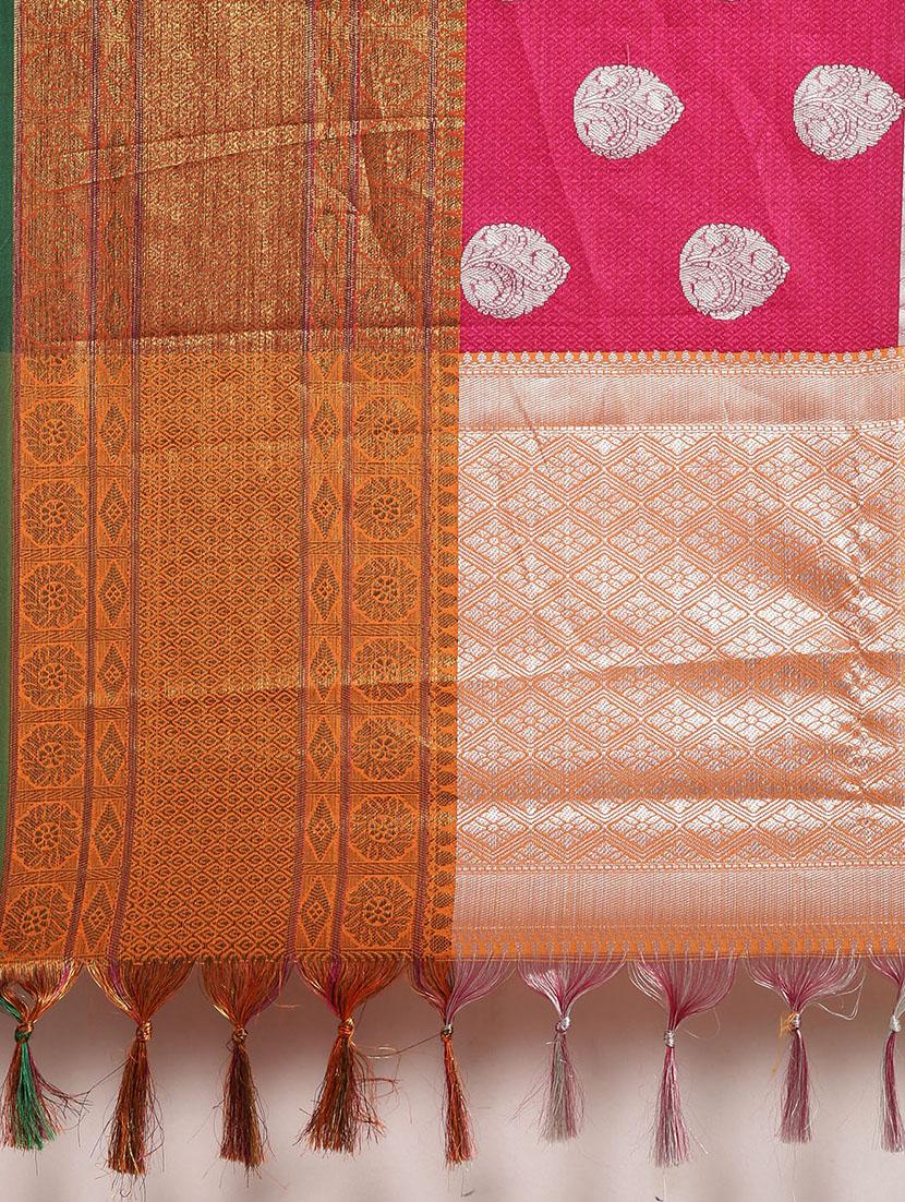 self design kanjivaram saree with blouse - 17140945 - Zoom Image - 6