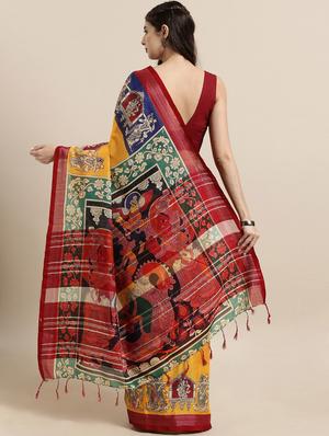 kalamkari woven saree with blouse - 17140959 - Standard Image - 2