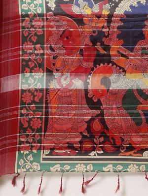 kalamkari woven saree with blouse - 17140959 - Standard Image - 5