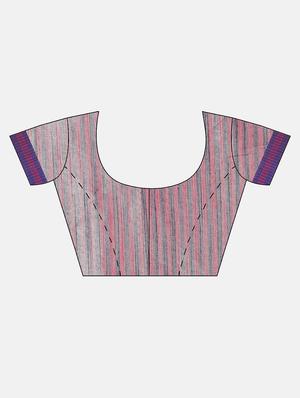 bordered woven saree with blouse - 17140961 - Standard Image - 4