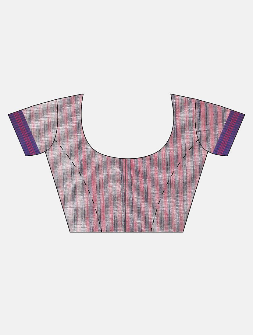 bordered woven saree with blouse - 17140961 - Zoom Image - 4