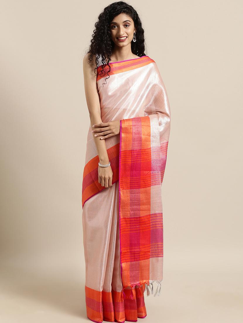 bordered woven saree with blouse - 17140962 - Zoom Image - 1
