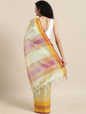 bordered woven saree with blouse - 17140963 - Standard Image - 2