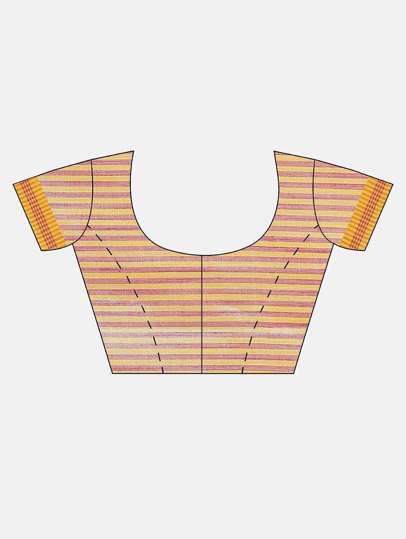 bordered woven saree with blouse - 17140963 - Zoom Image - 4