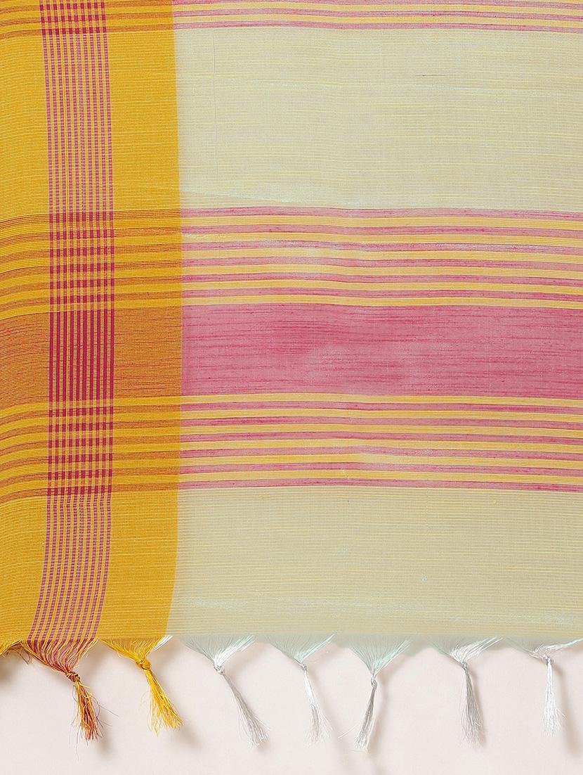 bordered woven saree with blouse - 17140963 - Zoom Image - 5