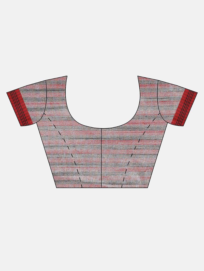 bordered woven saree with blouse - 17140964 - Zoom Image - 4