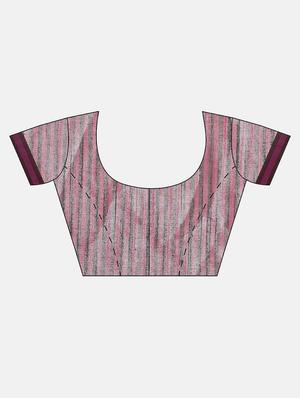 bordered woven saree with blouse - 17140966 - Standard Image - 4