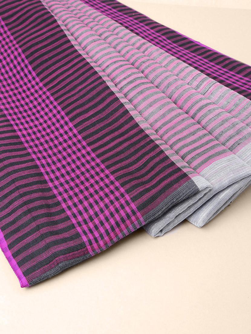 bordered woven saree with blouse - 17140966 - Zoom Image - 3
