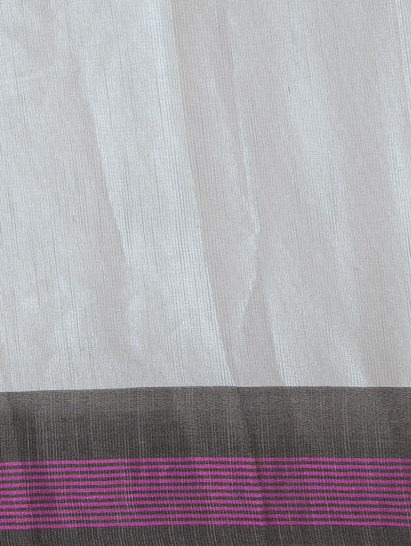 bordered woven saree with blouse - 17140966 - Zoom Image - 6