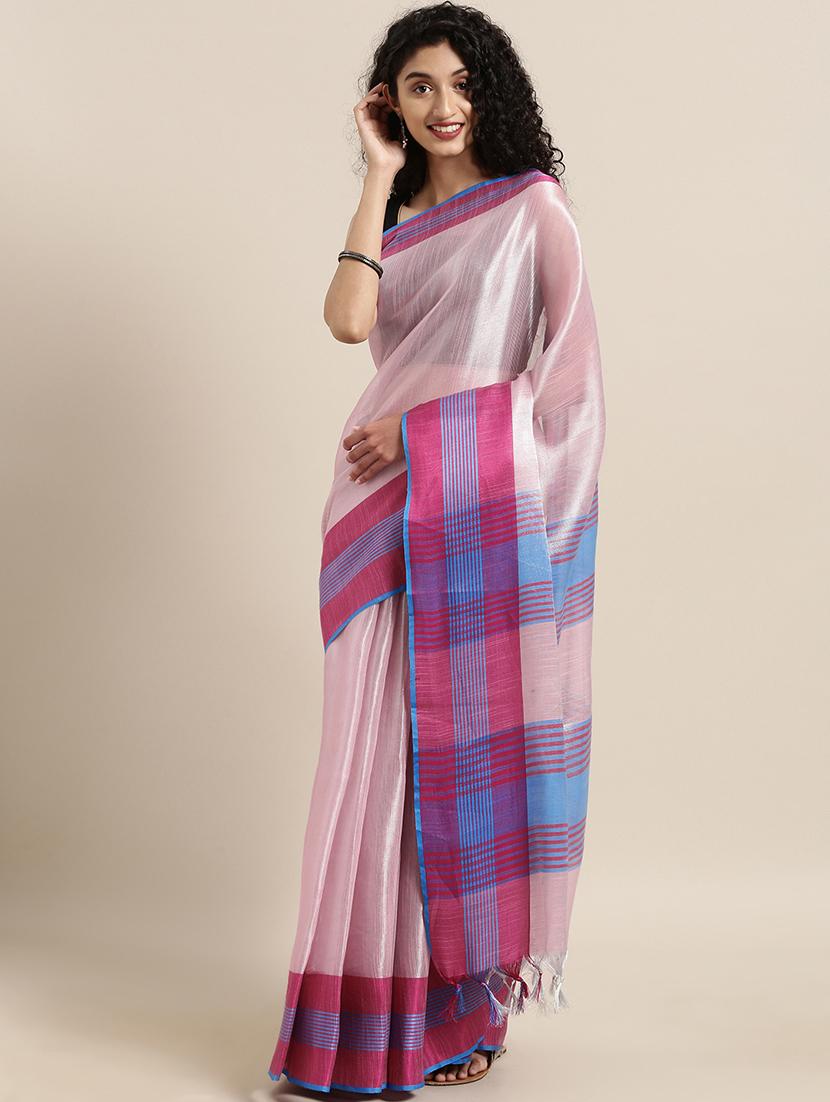 bordered woven saree with blouse - 17140967 - Zoom Image - 1
