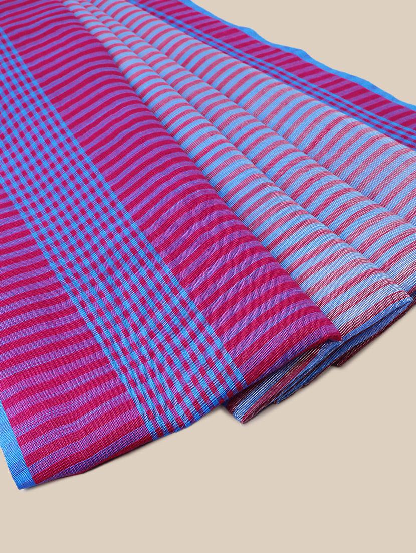 bordered woven saree with blouse - 17140967 - Zoom Image - 3