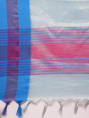 bordered woven saree with blouse - 17140968 - Standard Image - 6