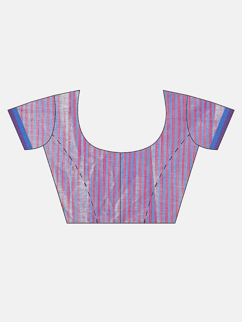 bordered woven saree with blouse - 17140968 - Zoom Image - 4
