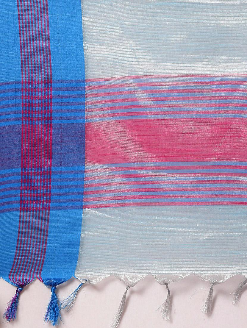 bordered woven saree with blouse - 17140968 - Zoom Image - 6